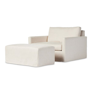MADDOX SLIPCOVER CHAIR WITH OTTOMAN-OATMEAL
