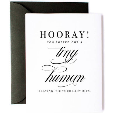 TINY HUMAN AND LADY BITS NEW BABY CARD