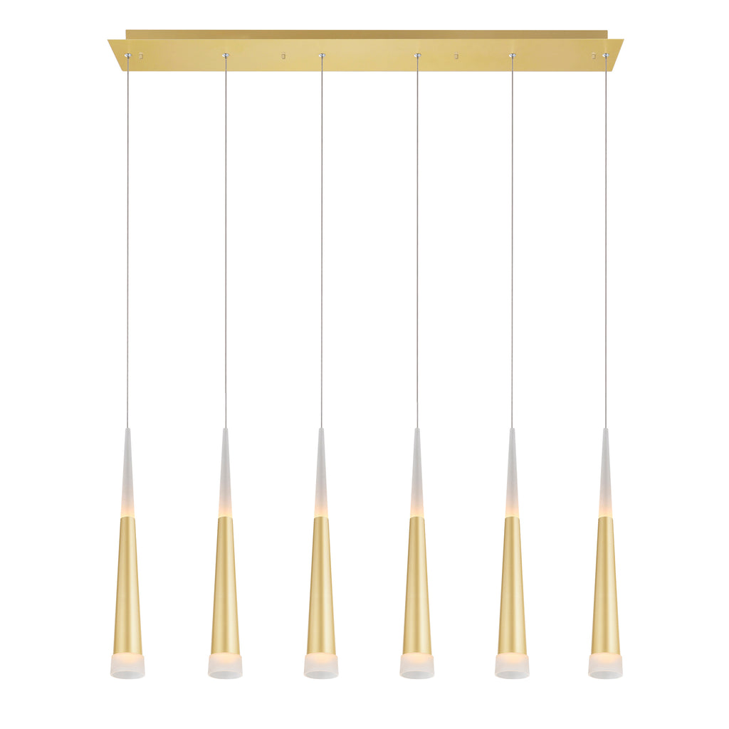 ANDES LED POOL TABLE CHANDELIER- SATIN GOLD - Cwi Lighting - 1103P40-6-602