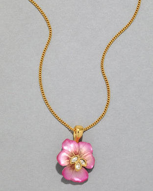 MORNING PANSY LUCITE PETITE PENDANT NECKLACE