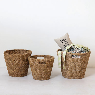 HAND WOVEN ROUND SEAGRASS BASKET-SMALL