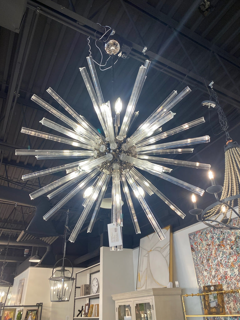 Large Chandelier with Fluted Glass Rods Lighting Laura of Pembroke