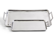 CRILLION HIGH POLISHED SILVER TRAY WITH HANDLES -LARGE
