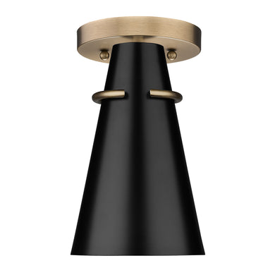 Reeva Semi-Flush in Modern Brass with Matte Black Shade