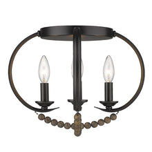 Flori Flush Mount in Matte Black with Espresso Wood Beads