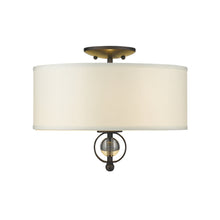 Cerchi Flush Mount in Rubbed Bronze with Opal Satin Shade