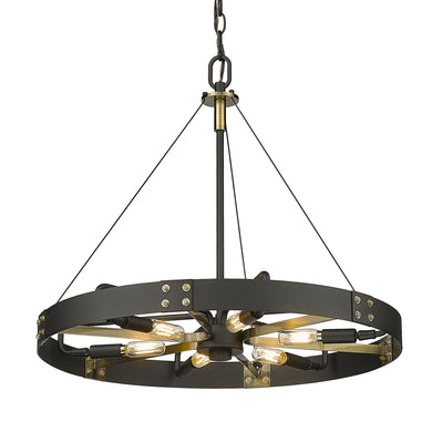 Vaughn Medium Pendant in Natural Black with Aged Brass Accents