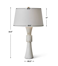 BANDED TABLE LAMP, ALABASTER