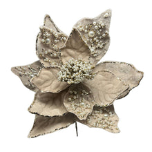 Pewter Velvet Pearl Poinsettia Stem