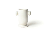 Signature White Cylinder Knob Handle Vase-Large