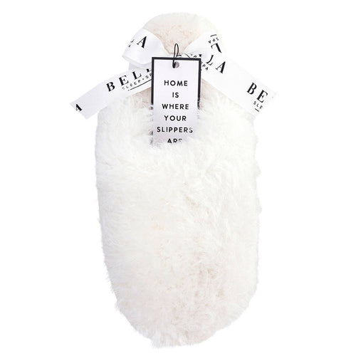 White Plush Mohair Slippers