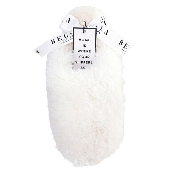 White Plush Mohair Slippers