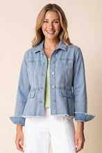 Stretch Medium Denim Peplum Jacket