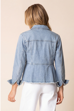Stretch Medium Denim Peplum Jacket
