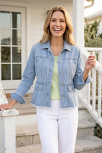 Stretch Medium Denim Peplum Jacket