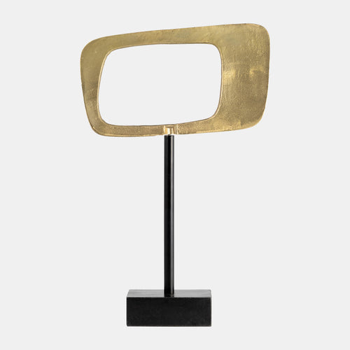 Gold Aluminum Rhombus on Stand Sculpture