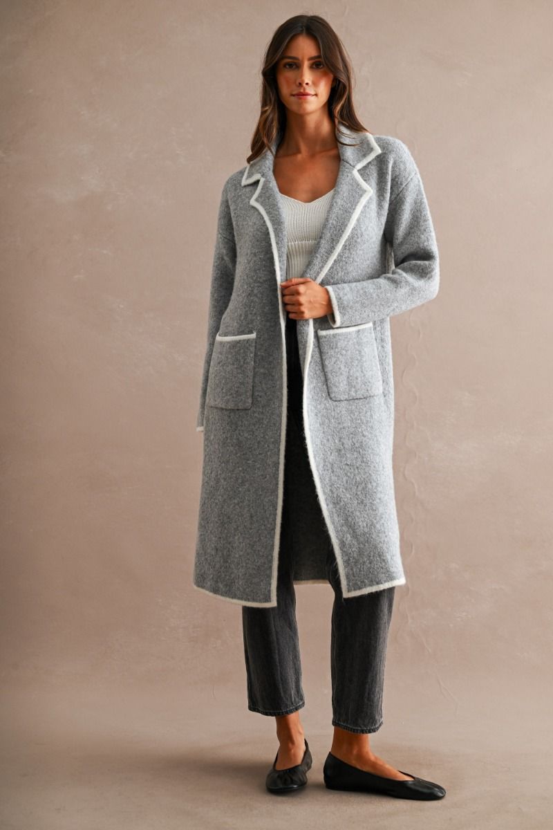 Grey Knit Midi Cardigan