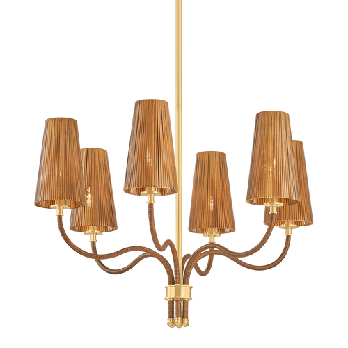 Atwood 6 Light Chandelier, Aged Brass