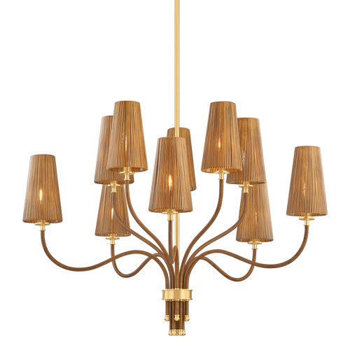 Atwood 10 Light Chandelier, Aged Brass
