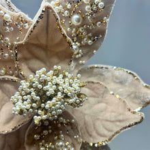 Pewter Velvet Pearl Poinsettia Stem
