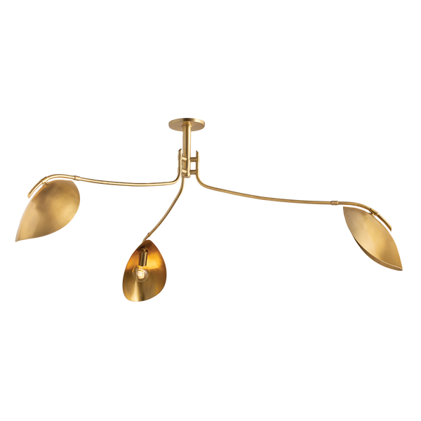 Avondale 3 Light Semi Flush, Aged Brass