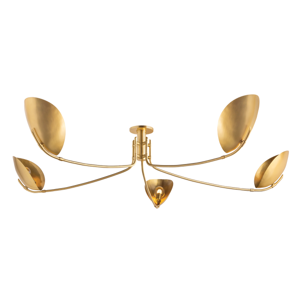 Avondale 5 Light Semi Flush, Aged Brass