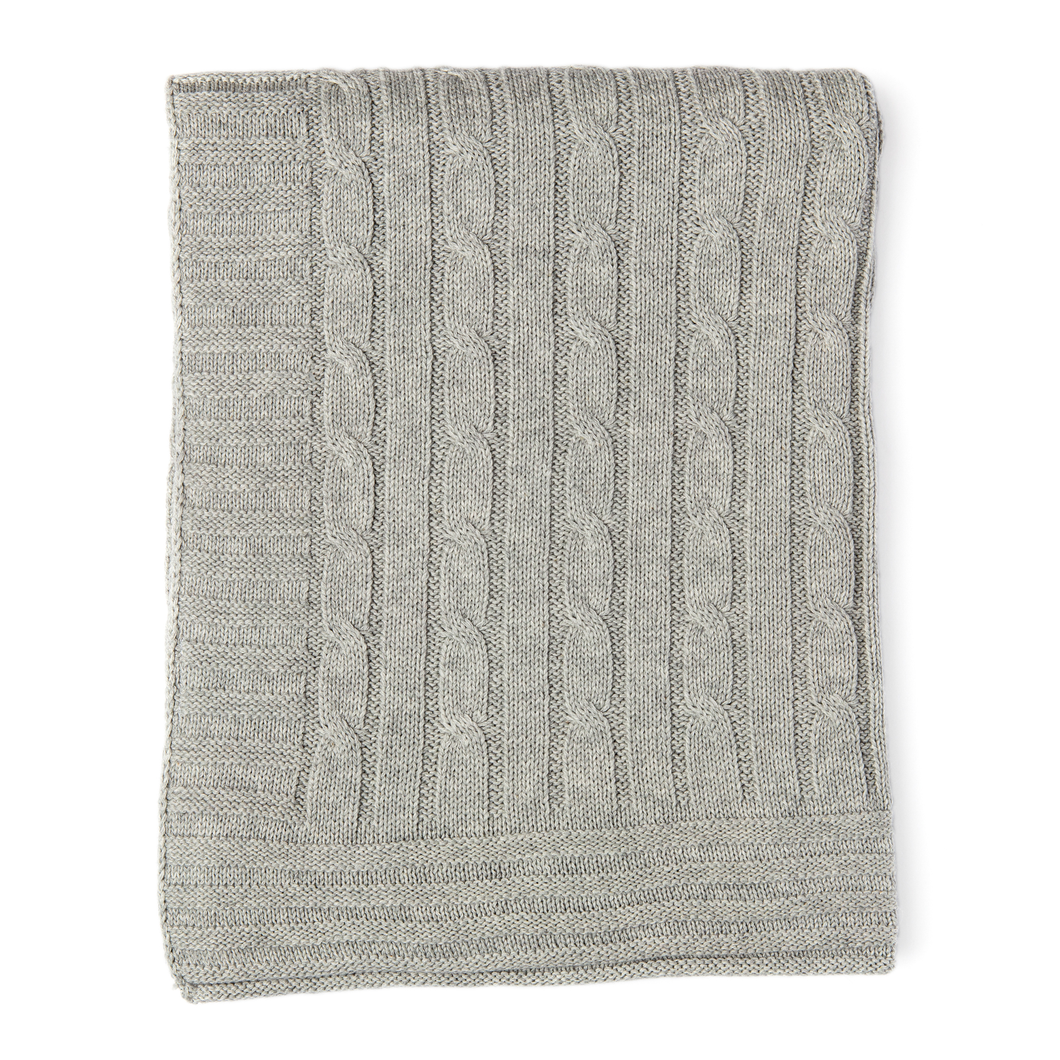 GREY CABLE KNIT BLANKET