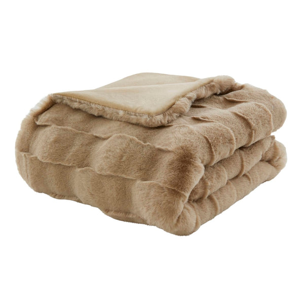 Tan Faux Fur Velvet Throw 50x60