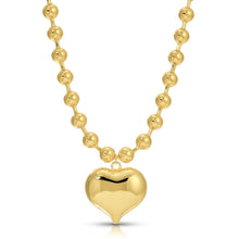 Large Bubble Heart Gold Statement Ball Chain Necklace