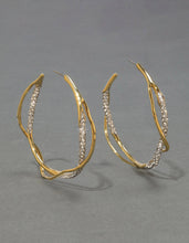 INTERTWINED TWO TONE CHAMPAGNE PAVE HOOP EARRING