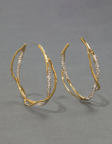 Intertwined Champagne Pave Hoop Earring
