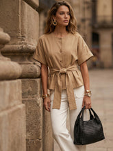Kai Belted Button Up Top