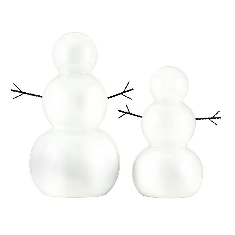 Ceramic Metal Twig Arm Snowman-Large