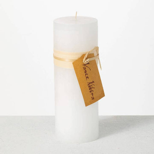 WHITE TIMBER PILLAR CANDLE 9
