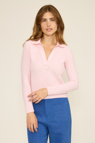 Jill Polo Long Sleeve Bubble Top