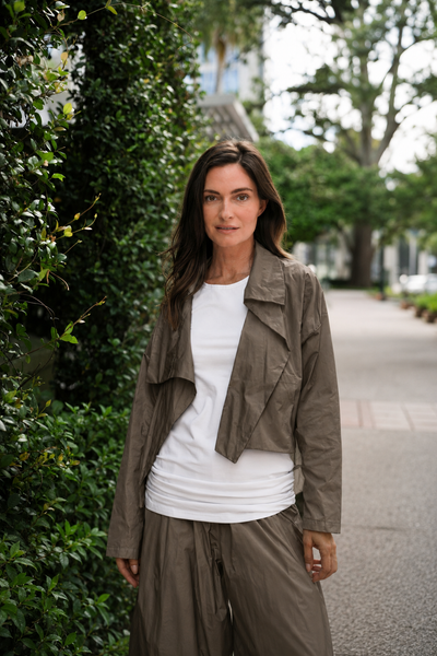 Nylon Cropped Asymmetrical Jacket-Turtle