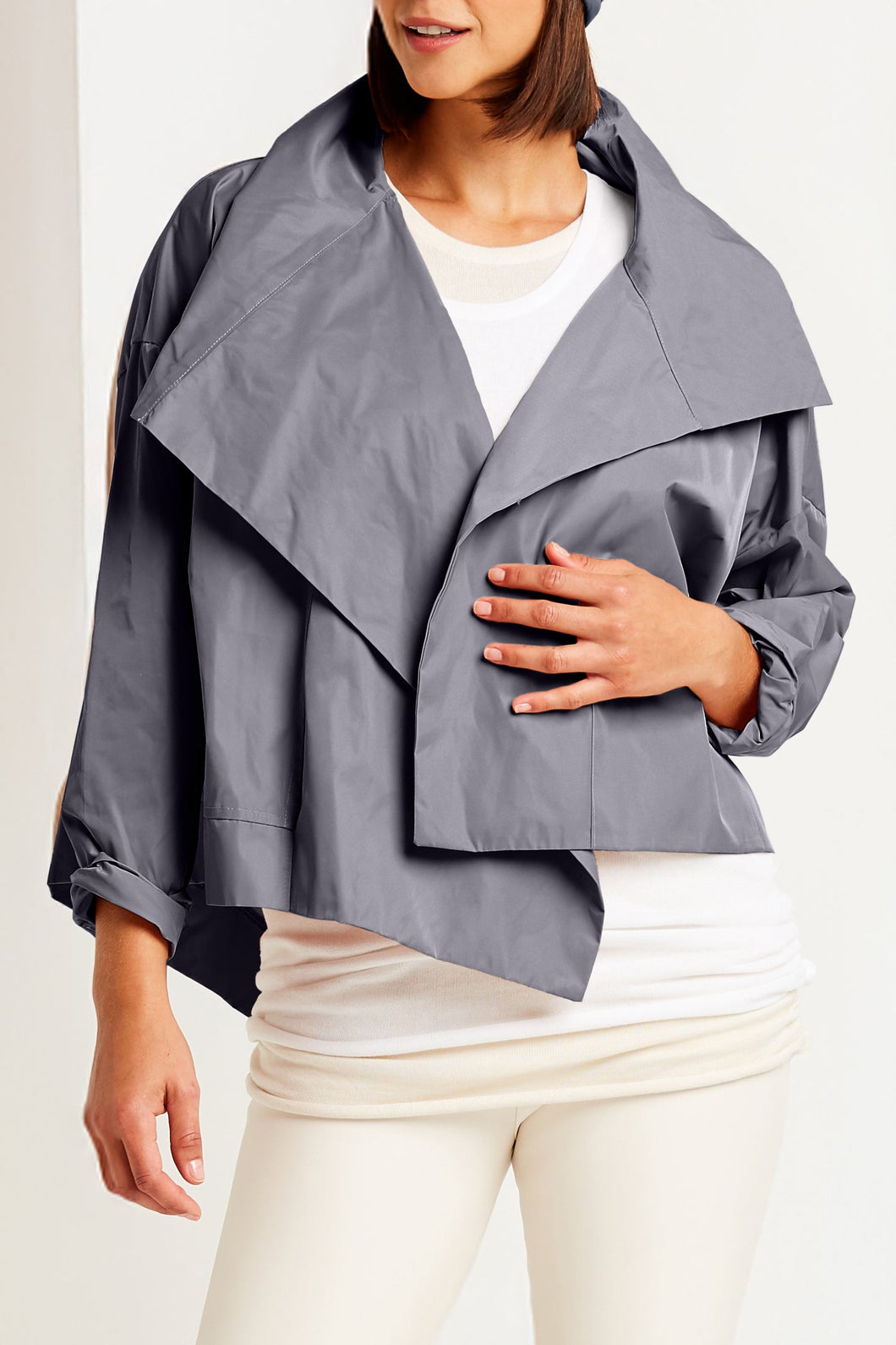 NYLON CROPPED ASYMMETRICAL JACKET