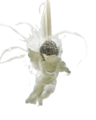Cherub Ostrich Feather Ornament