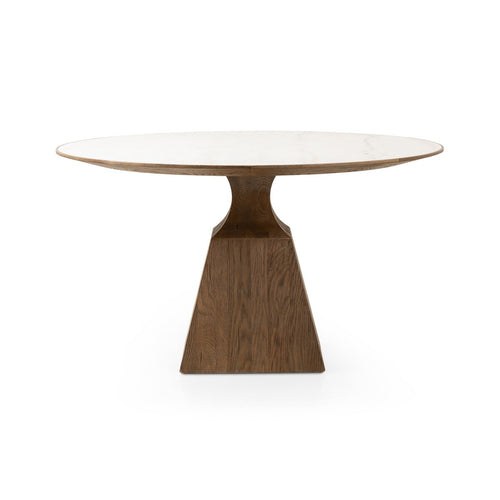 Sargon Dining Table-Honed White Marble
