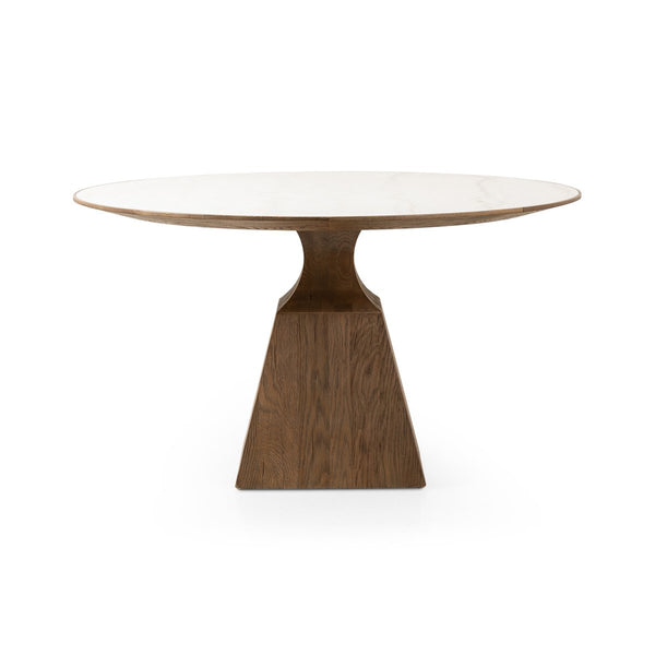 Sargon Dining Table-Honed White Marble