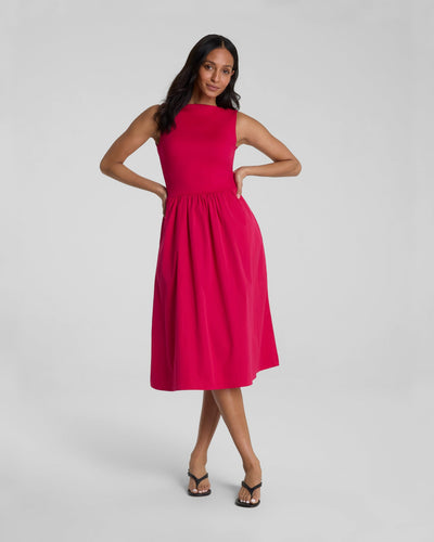 Jersey High Neck Midi Dress