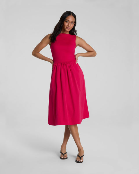 Jersey High Neck Midi Dress