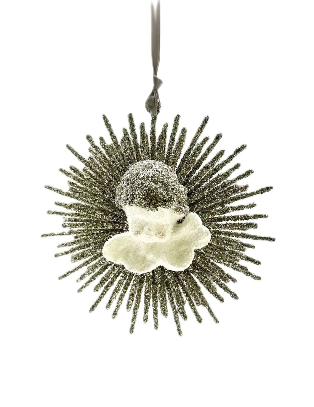 Cherub Silver Starburst Ornament