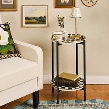 Courtly Check Enamel 2 Tier Cocktail Table
