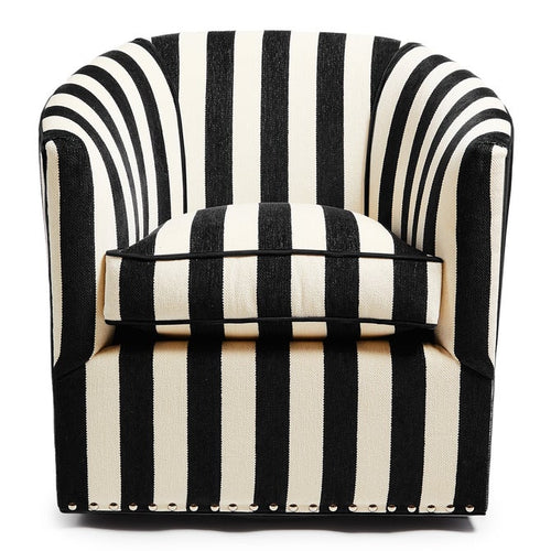 Marquee Black Stripe Chenille Swivel Chair