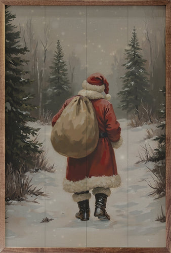 Santa Claus Walking in Timber 16x24