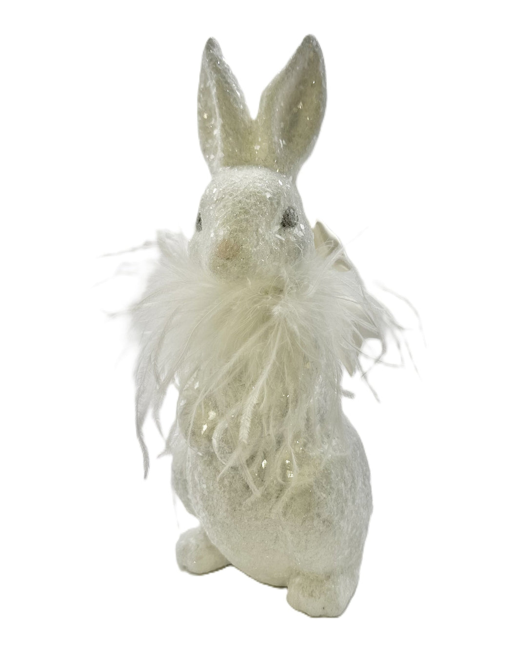 Jackson Rabbit with White Ostrich Boa