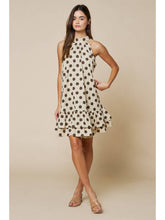 Polka Dot Mock Neck Ruffled Layered Hem Shift Dress