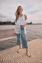 Wide Leg Embroidered Cropped Light Blue Denim  Jean