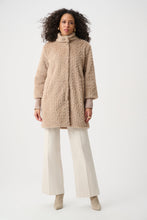 Textured Faux Fur Mock Neck Coat